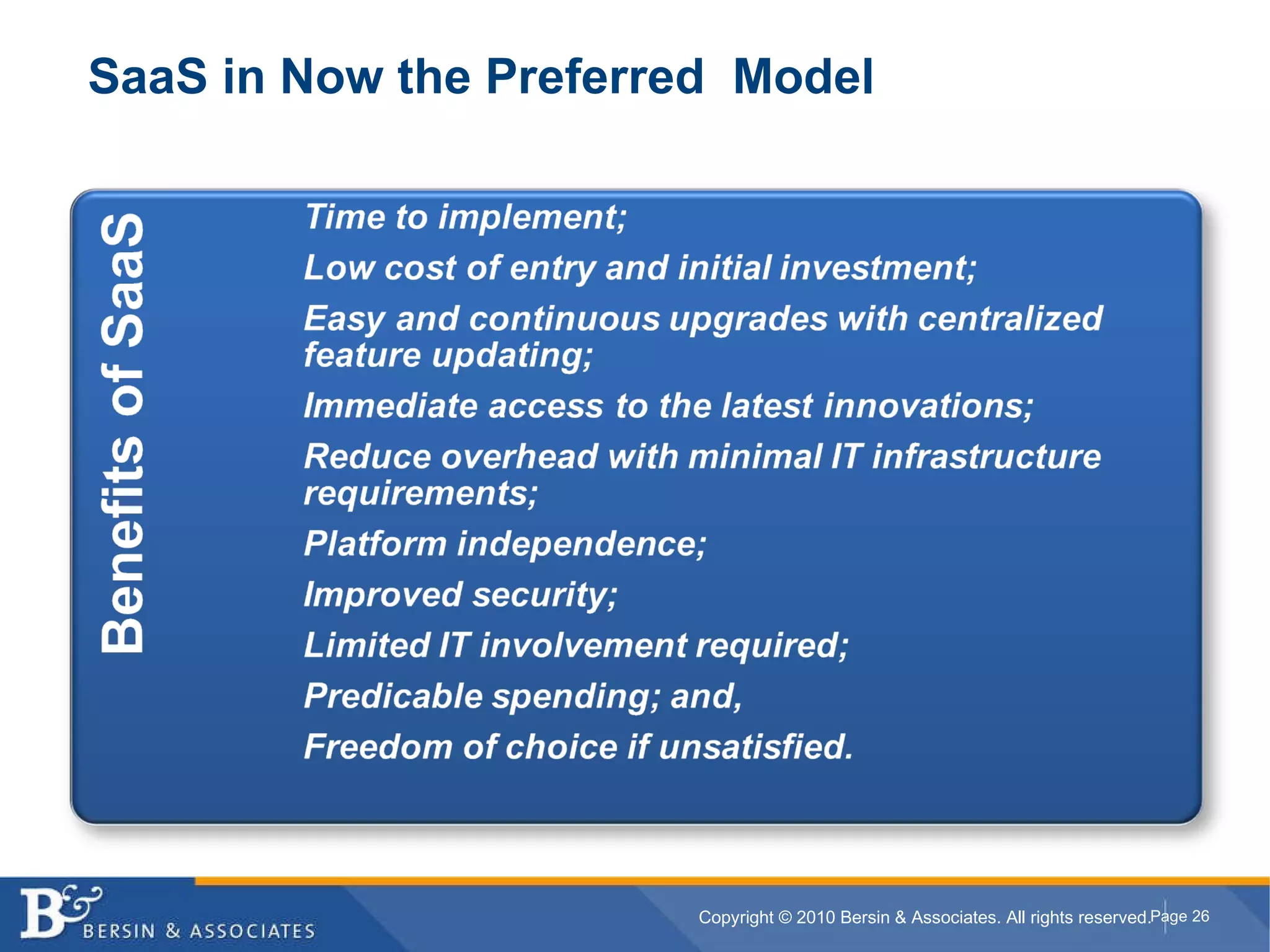 SaaS in Now the Preferred  Model 
