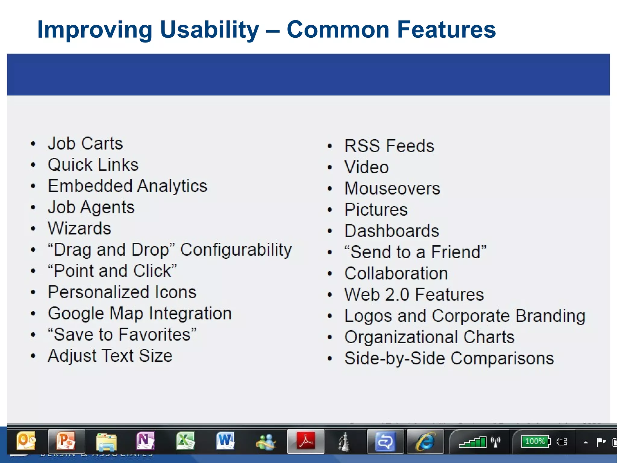 Improving Usability – Common Features 