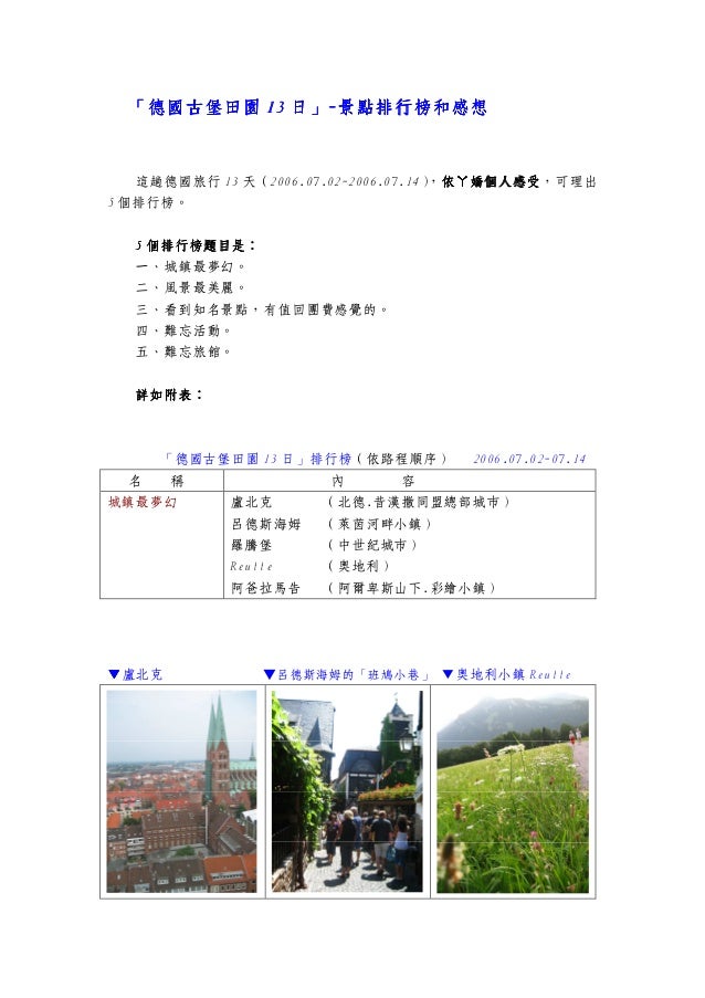 32 德國13日遊記 溫ㄚ嬌排行榜 感想