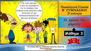 Νεοελληνική Γλώσσα
Β΄ ΓΥΜΝΑΣΙΟΥ
2η ενότητα
Σελ.
33
Μάθημα 3
Τσατσούρης Χρήστος, Φιλόλογος Γυμνασίου Μαγούλας
xtsat.blogspot.gr
 