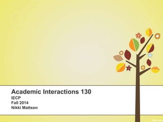 Academic Interactions 130
IECP
Fall 2014
Nikki Mattson
 