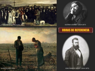 EL ENTIERRO EN ORNANS. Courbet, 1850.
JEAN FRANÇOIS MILLET (1814-1875)
GUSTAVE COURBET (1819-1877)
EL ANGELUS, Millet, 1859.
OBRAS DE REFERENCIA
 