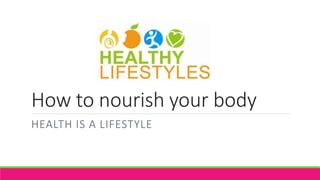 How to nourish your body
HEALTH IS A LIFESTYLE
 