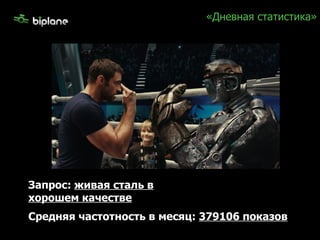 «Дневная статистика» Запрос:  живая сталь в хорошем качестве Средняя частотность в месяц:  379106 показов 