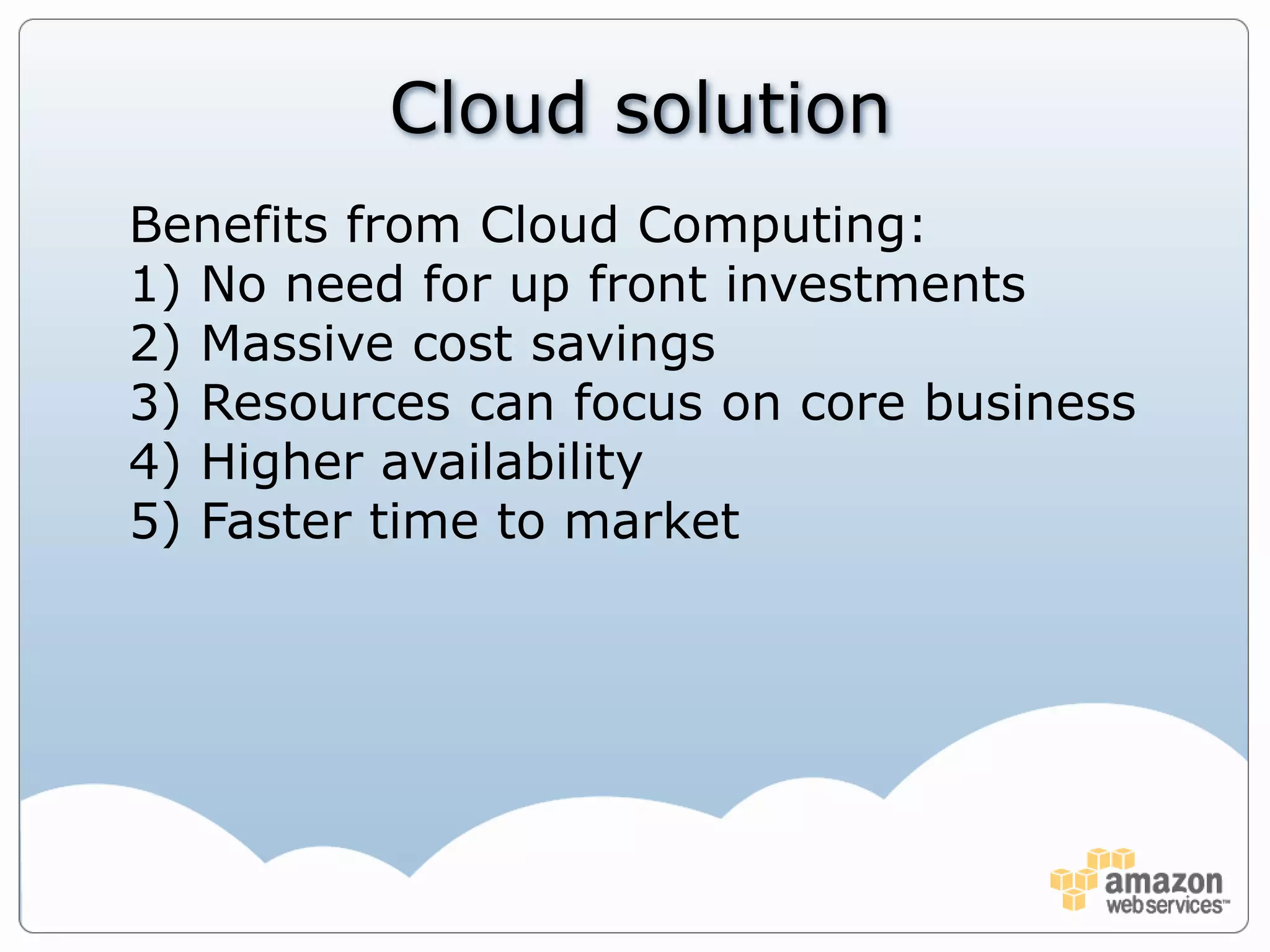 Example 1A Risk Management company(example: Bankinter, Spain)Problem:They need to analyze data as soon as the stock exchange closes, to find mistakes and correct them in time.This is usually very expensive.
