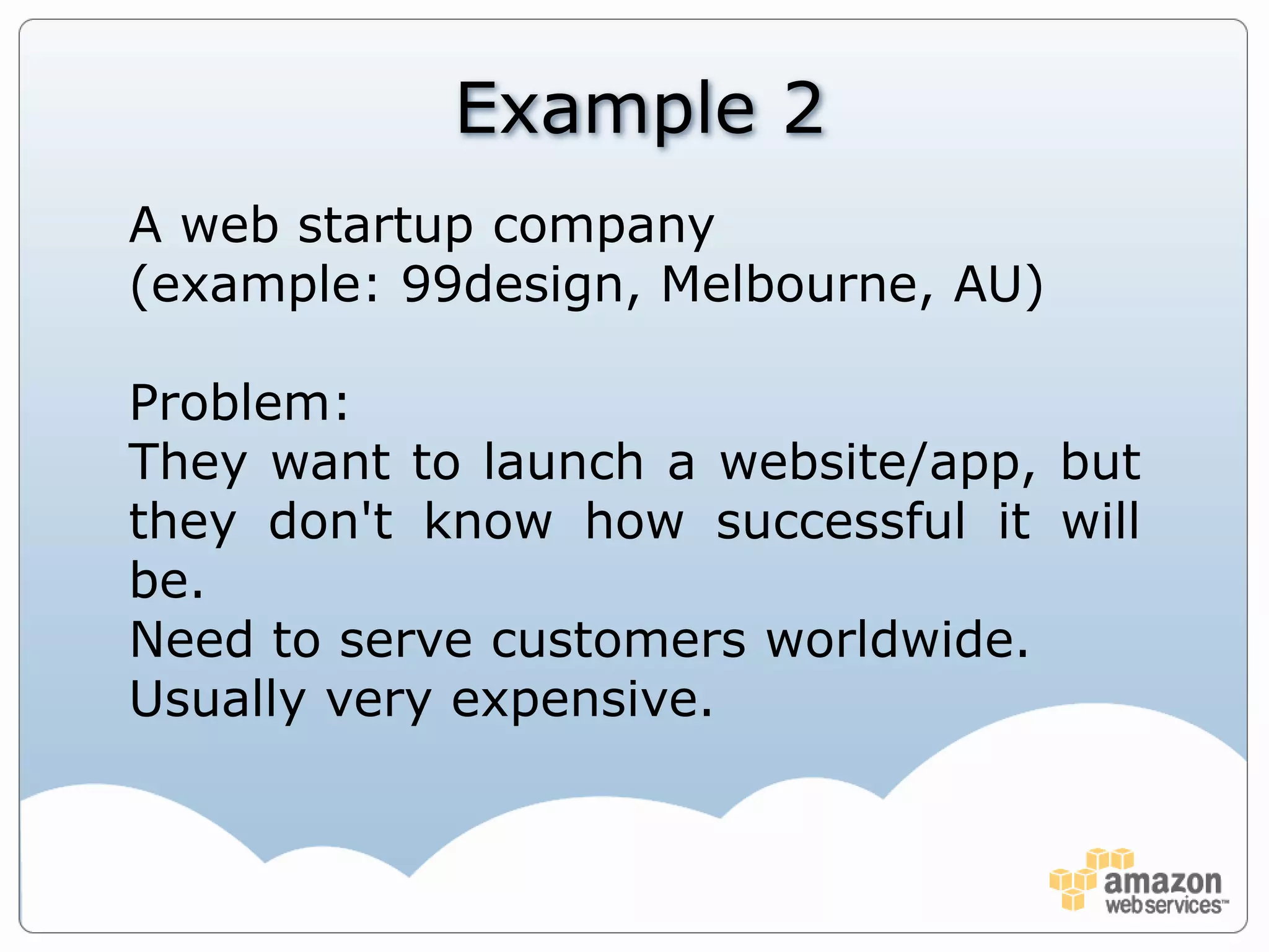 Cloud solutionBenefits from Cloud Computing:No need for up front investmentsMassive cost savingsResources can focus on core businessHigher availabilityFaster time to market