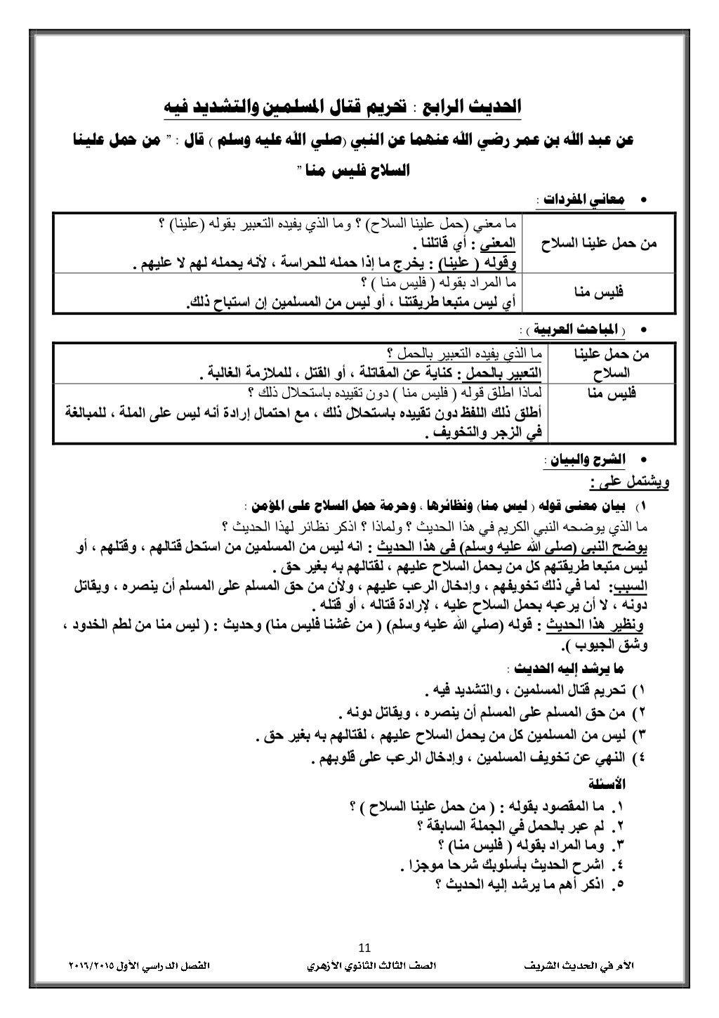 00
احلديثالرابع:فيه والتشديد املسلمني قتال حتريم
الني عن عنهما اهلل رضي عمر بن اهلل عبد ع...
