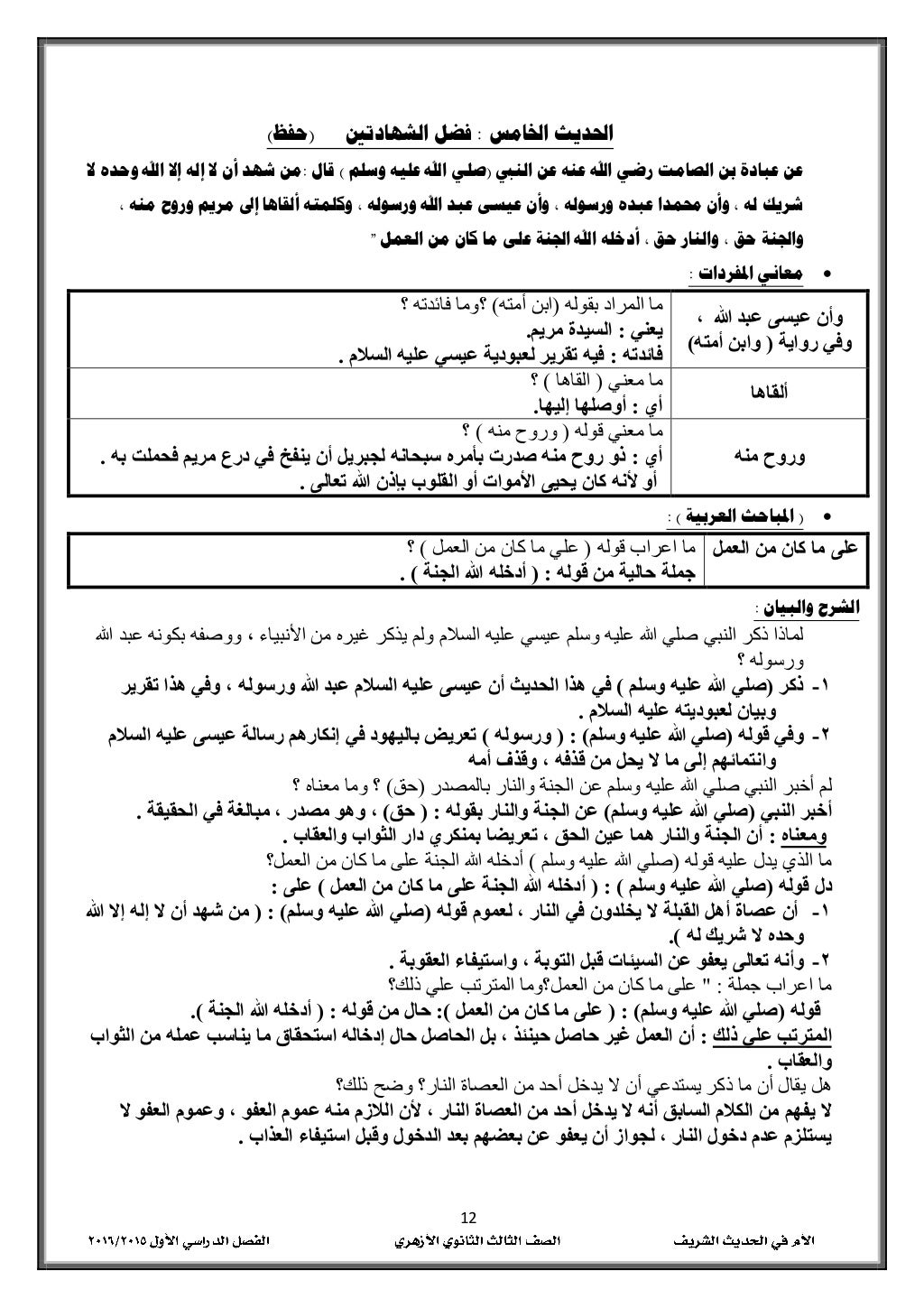 02
اخلامس احلديث:الشهادتني فضل(حفظ)
الني عن عنه اهلل رضي الصامت بن عبادة عن(وسلم عليه اهل...