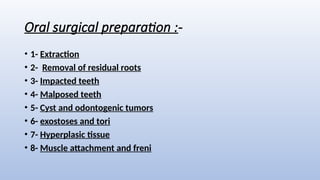 Mouth preparation in prosthodontics : A ppt | PPTX