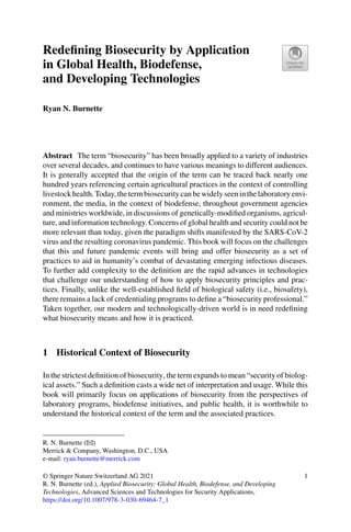 Applied Biosecurity Global Health Biodefense and Developing ...