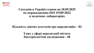 Результати підготовки та впровадження медичними лабораторіями ISO15189:2022 в Україні станом на 2025 рік