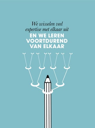We wisselen veel
expertise met elkaar uit
EN WE LEREN
VOORTDUREND
VAN ELKAAR
 