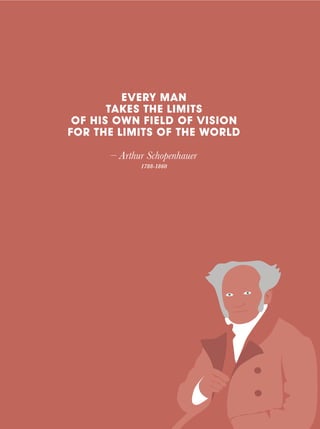 EVERY MAN
TAKES THE LIMITS
OF HIS OWN FIELD OF VISION
FOR THE LIMITS OF THE WORLD
– Arthur Schopenhauer
1788-1860
 