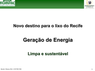 Ricardo A Menezes, Ph.D. - II SITTRS UFRJ 16 
Novo destino para o lixo do RecifeNovo RecifeGeraGeraçção de Energiaão EnergiaLimpa e sustentLimpa sustentáávelvel  