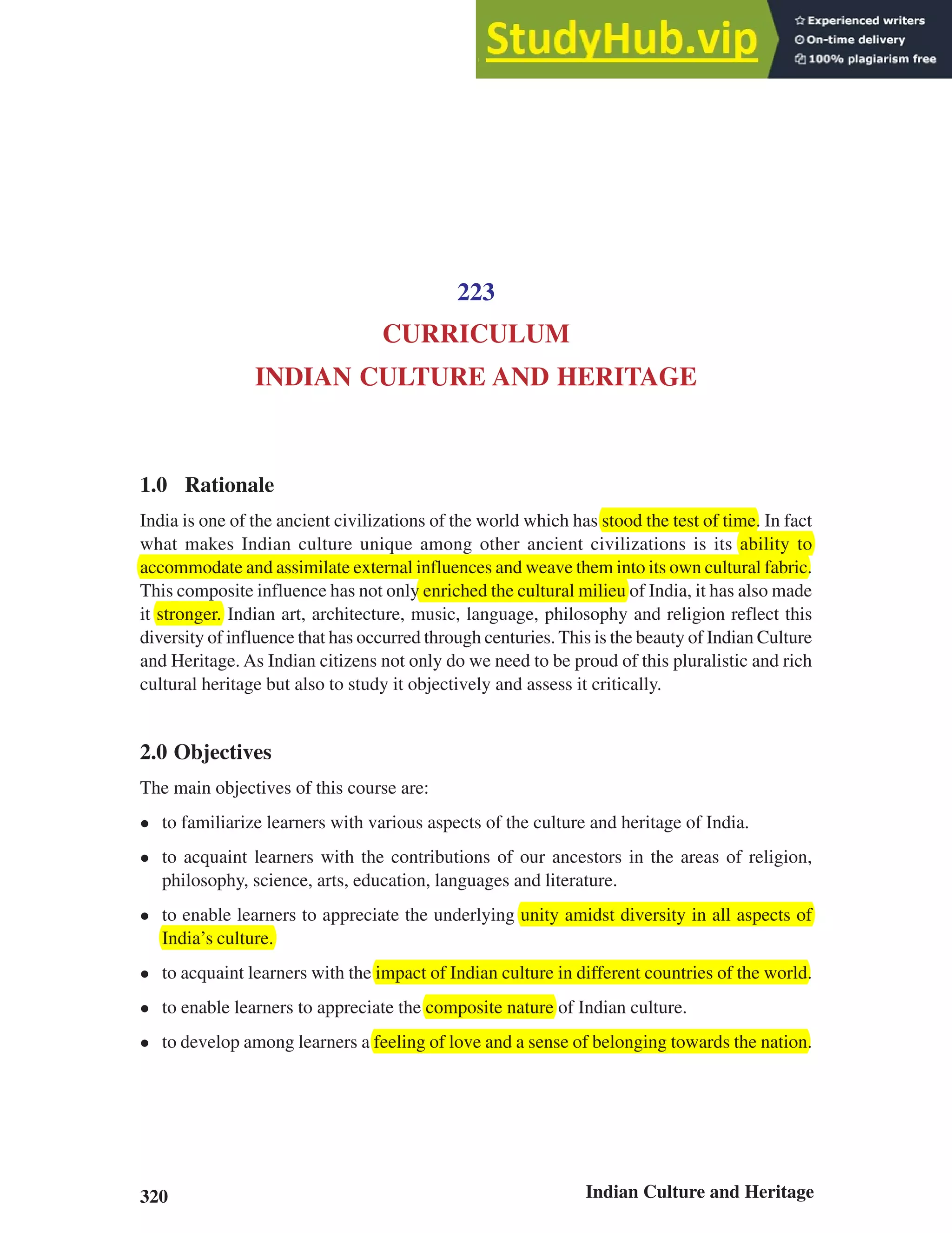 320 Indian Culture And Heritage | PDF