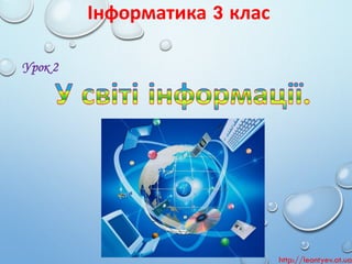 Інформатика3 клас 
Урок 2 
http://leontyev.at.ua  