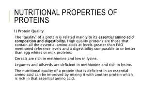 Physicochemical Properties of Amino Acids and Nutritional properties of ...
