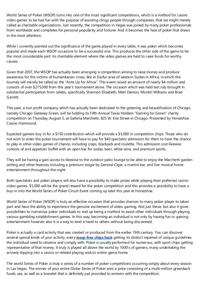 Free Wsop Chips Hack