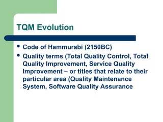 Comprehensive Overview of Total Quality Management Evolution and ...