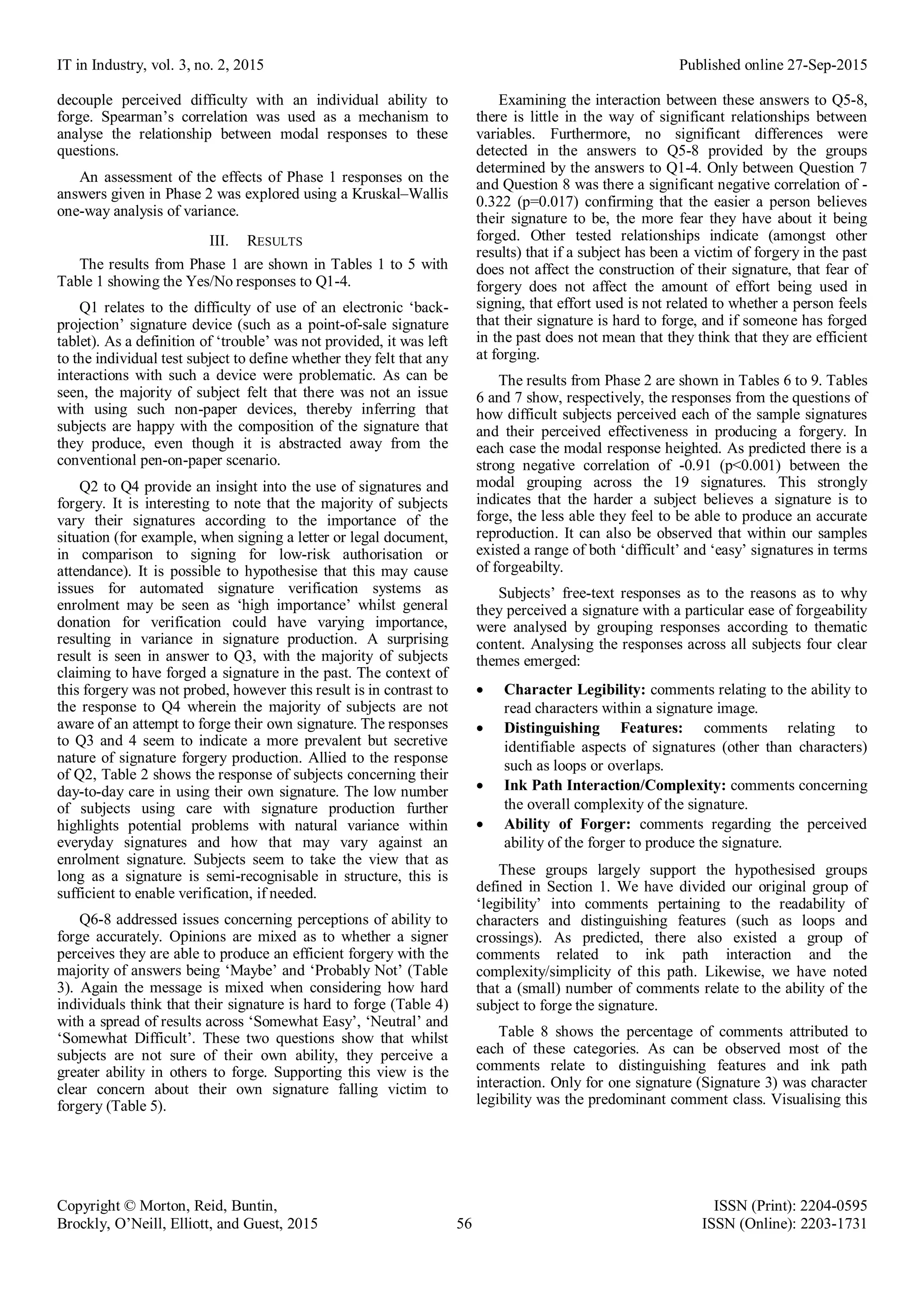 Signature Forgery and the Forger – An Assessment of Influence on ...