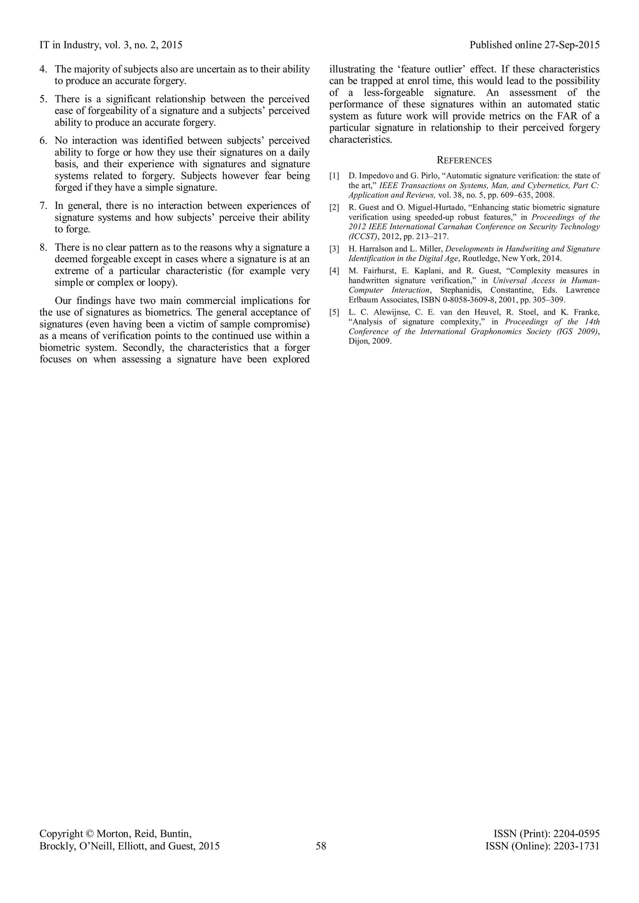 Signature Forgery and the Forger – An Assessment of Influence on ...