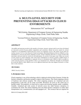 A MULTI-LEVEL SECURITY FOR PREVENTING DDOS ATTACKS IN CLOUD ENVIROMENTS ...