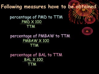 INFERENCES
If PMBAW > PMD :-
indication that basal arch is sufficient to allow expansion of
 premolars

If PMD > PMBAW :-
...