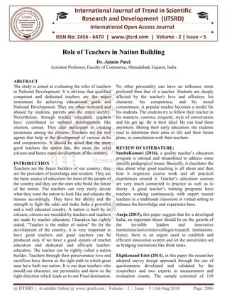 Role of Teachers in Nation Building | PDF