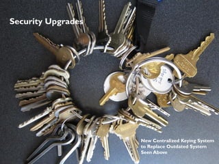 Security Upgrades




                    New Centralized Keying System
                    to Replace Outdated System
                    Seen Above
 