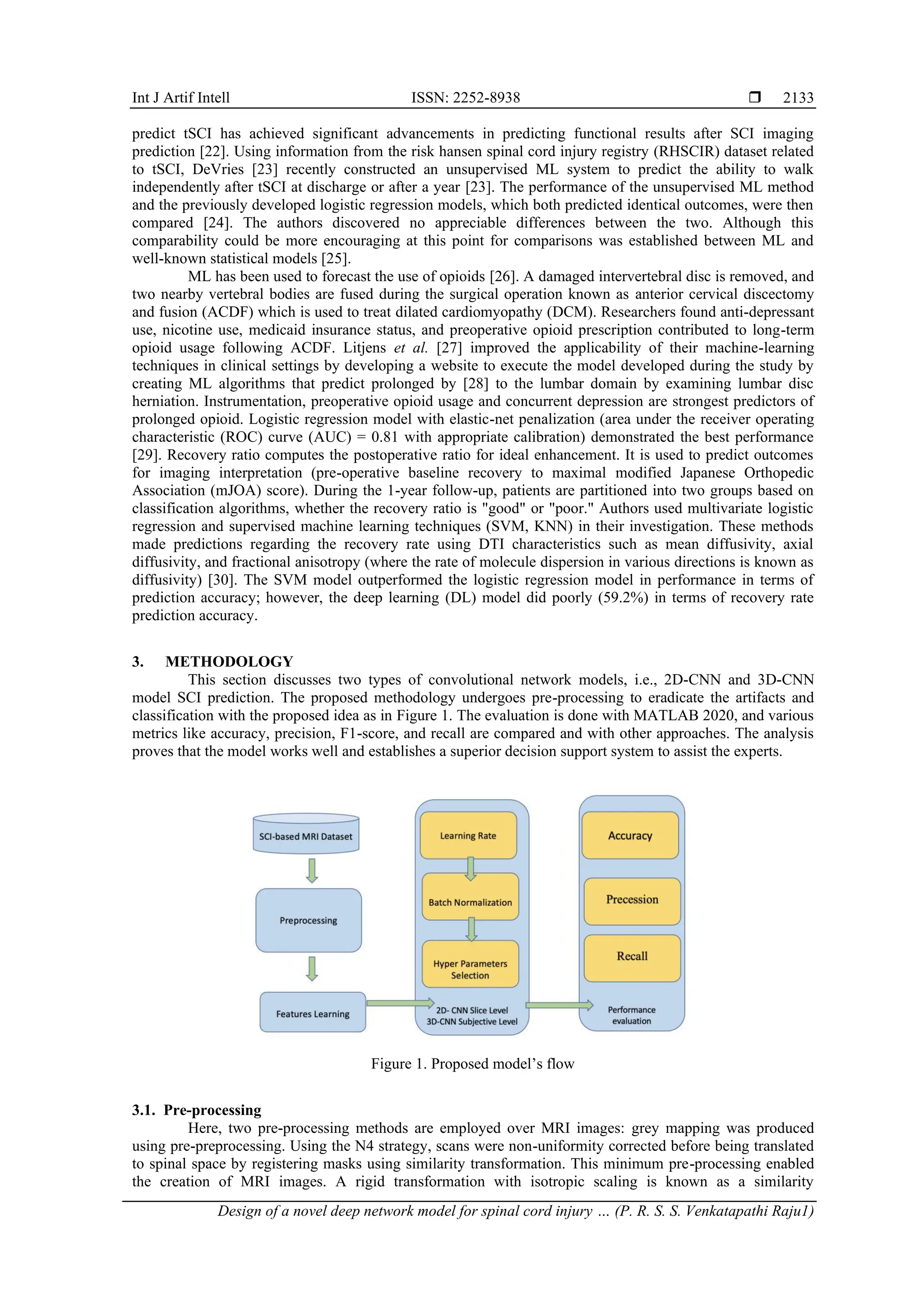 Design of a novel deep network model for spinal cord injury prediction ...