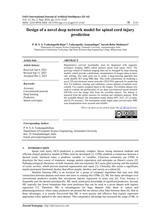 Design of a novel deep network model for spinal cord injury prediction ...