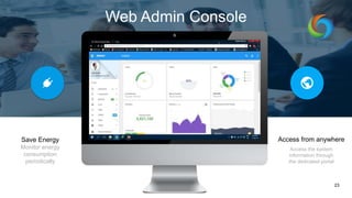 Web Admin Console
Access the system
information through
the dedicated portal
Access from anywhere
23
Save Energy
Monitor energy
consumption
periodically
 