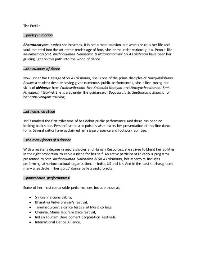 profile write up