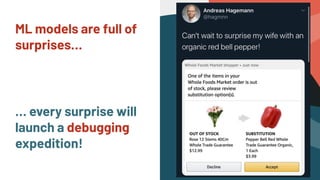 ML models are full of
surprises…
… every surprise will
launch a debugging
expedition!
 