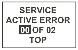 SERVICE
ACTIVE ERROR
01 OF 02
69 : 1162 - 04
 