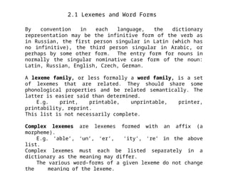 Lexeme Form Morphology LECTURE NOTES 2025 -2.ppt