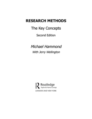 Research Methods The Key Concepts 2nd Edition Michael Hammond Jerry ...