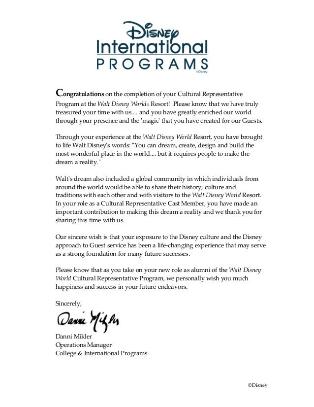 culturalrep danni letter cover letter to disney