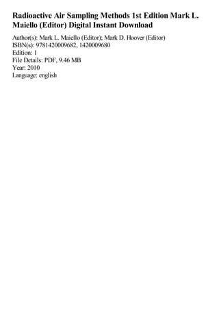 Radioactive Sampling Radioactive Air Sampling Methods 1st Edition Mark L. Maiello (Editor) | PDF