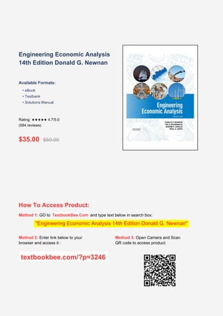 Engineering Economic Analysis 14th Edition by Donald G. Newnan - Comprehensive Guide | PDF