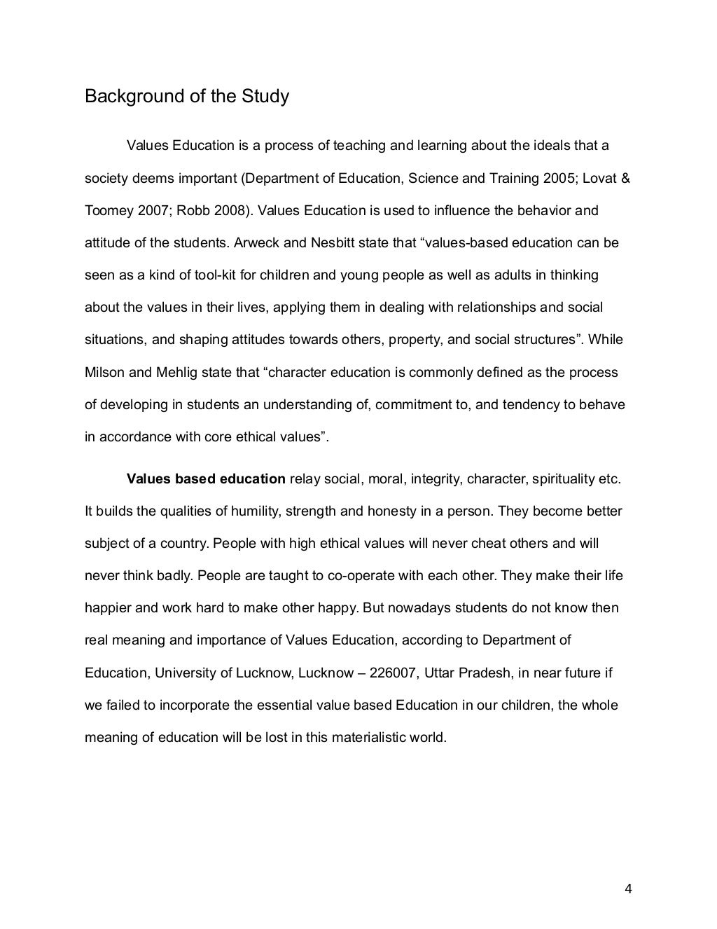 value education research paper