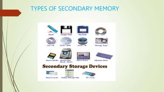 TYPES OF SECONDARY MEMORY
 