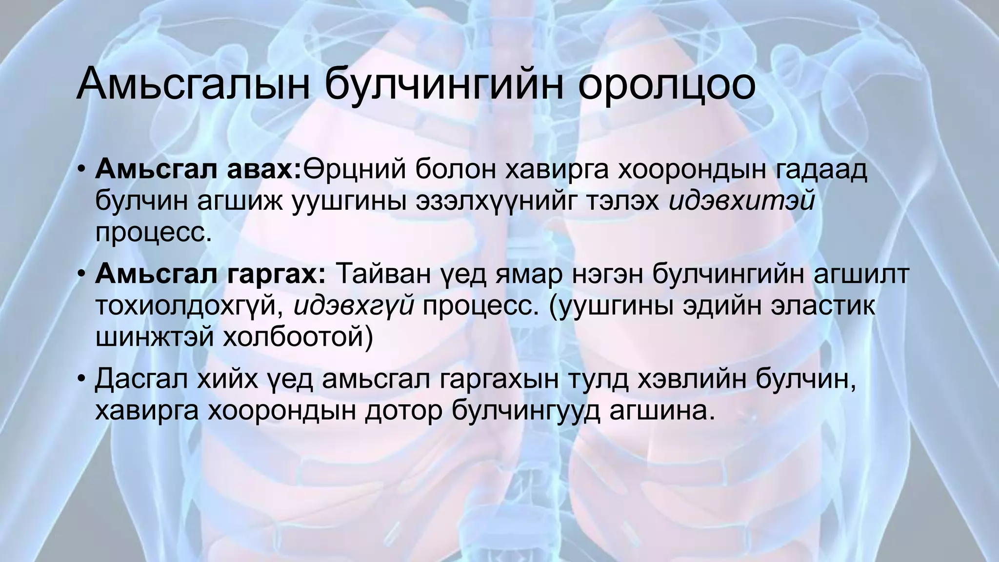 Амьсгалын эрхтэн тогтолцооны физиологи