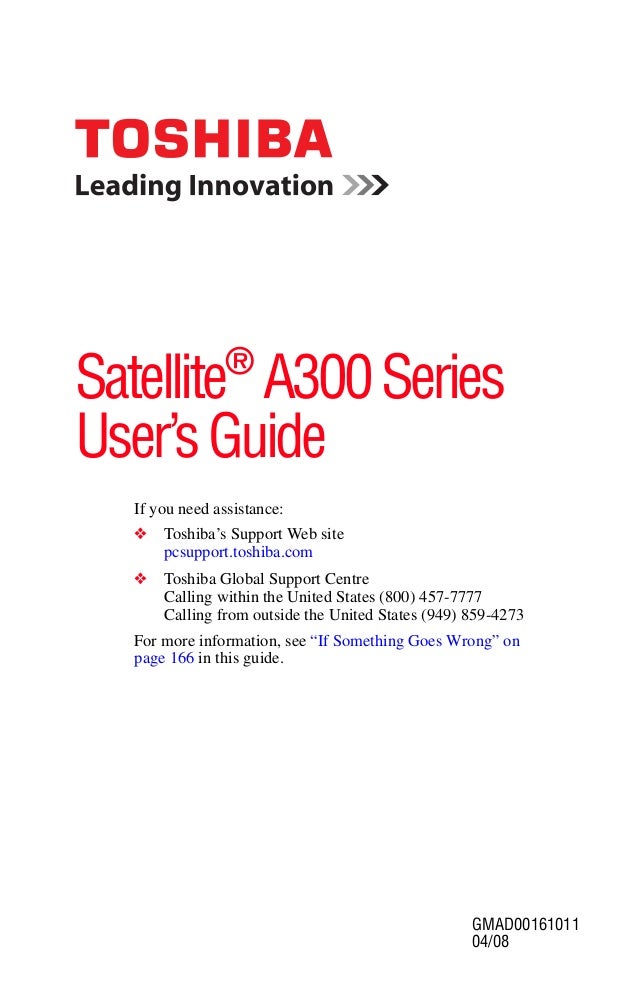 Toshiba User Manual For Satellite A305 S6905 Download