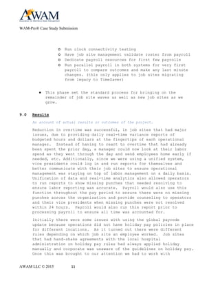 WAM-Pro Case Study Submission (Time & Labor System Upgrade) | PDF