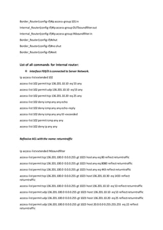 CIsco ACL- Network and host security | PDF