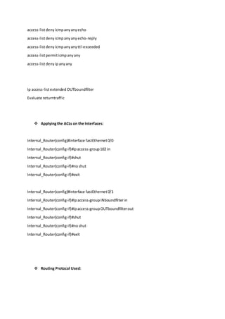 CIsco ACL- Network and host security | PDF