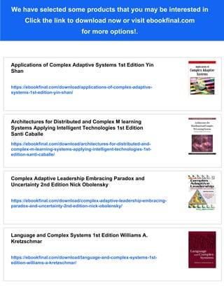 Intelligent Complex Adaptive Systems 1st Edition Ang Yang | PDF