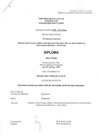 Diploma Kharlamov