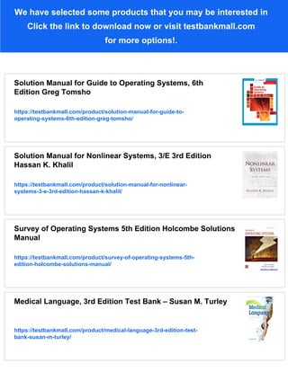 Solution Manual for Operating Systems, 3/E 3rd Edition. Gary Nutt | PDF